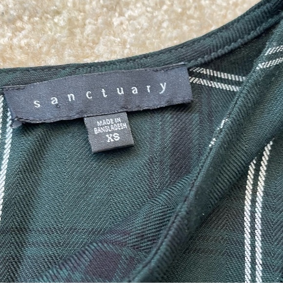 Sanctuary Shirt Womens Extra Small Green Blue Plaid Ruffle Long Sleeve Blouse - Picture 3 of 8
